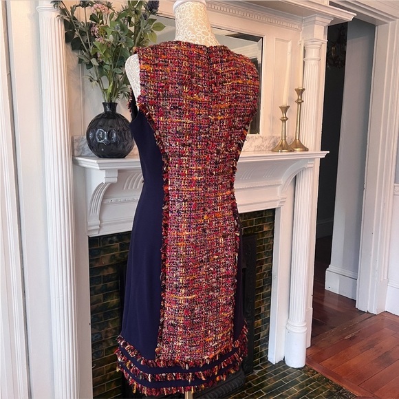 DIANE VON FURSTENBERG Jacey Rubiate Tweed Sleeveless Shift Dress Size 6 - Picture 11 of 16